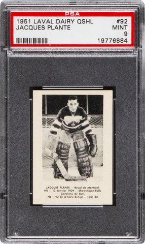 Jacques Plante Hockey Card 1951 Montreal Royals - Laval Dairy Card #92