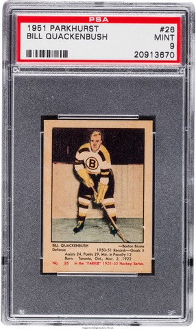 Bill Quackenbush Hockey Card 1951 Parkhurst