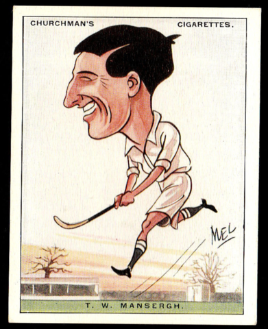 T.W. Mansergh Hockey Card No. 9 Churchman's Cigarettes 1928