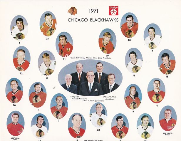 Chicago Blackhawks Team Photo 1971