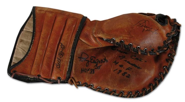 Autographed Ice Hockey Goalie Glove  1950s  Tony Esposito & More
