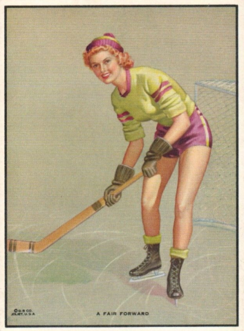 Antique Hockey Postcard 1940 "A Fair Forward" by Gerlach Barklow