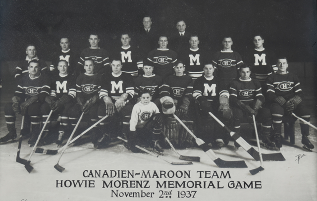Montreal Canadien & Maroon Team for Howie Morenz Memorial Game 1937