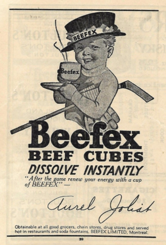 Beefex Cubes Ad 1932 Hockey Advertisement with Aurel Joliat