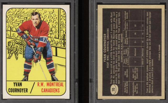 Yvan Cournoyer 1967 Topps Hockey Card #70