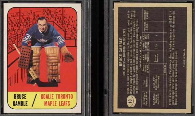 Bruce Gamble 1967 Topps Hockey Card #18