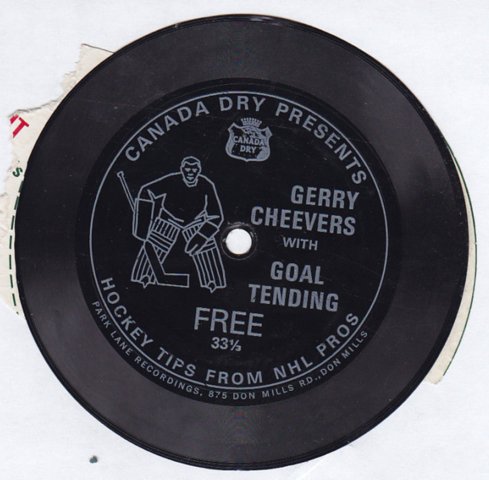 Canada Dry Hockey Record - Gerry Cheevers 1970