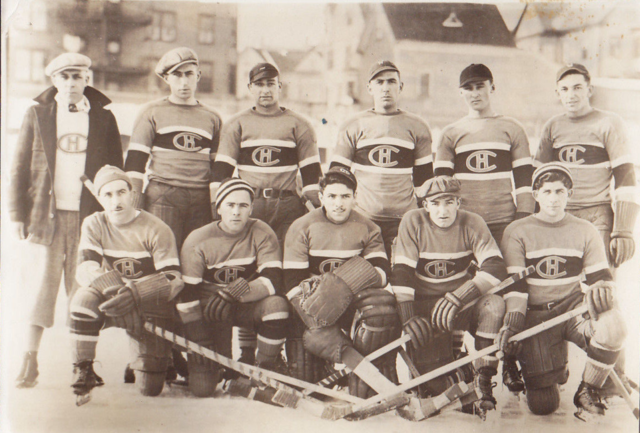 Antique Hockey Postcard 1930s Team in Montreal Canadiens Jersey's - VERY COOL