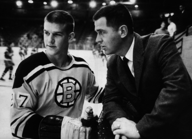 Boston Bruins Bobby Orr and Coach Harry Sinden 1966 - Bobby Orr number 27