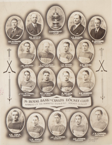 Royal Bank of Canada Hockey Club 1932 Winnipeg Bankers Hockey League Champions
