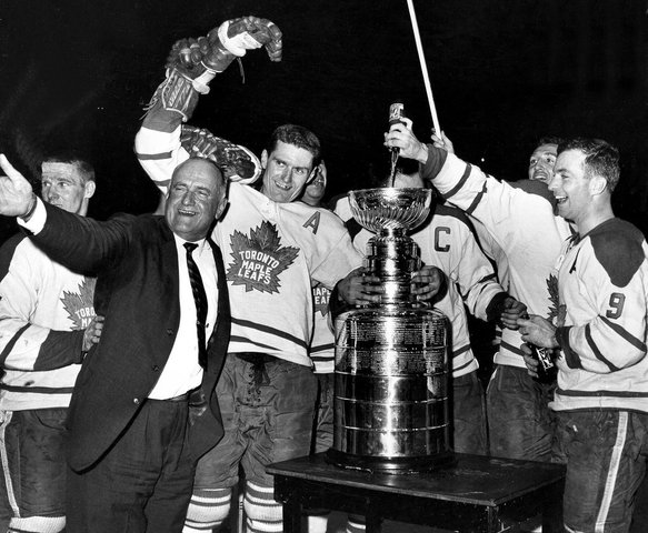 7up Being Poured Into 1962 Stanley Cup by the Champions Toronto Maple Leafs