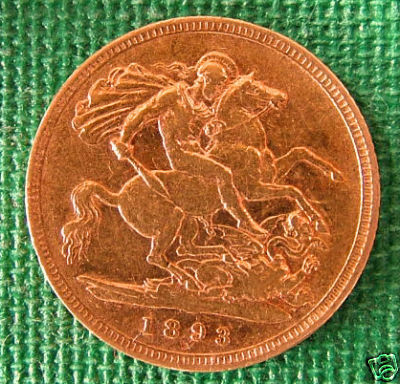 Coin 1893 Gold Half Sovereign Hg Collection