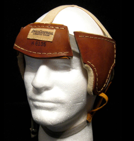 1930s Lowe & Campbell Hockey Helmet - side front view