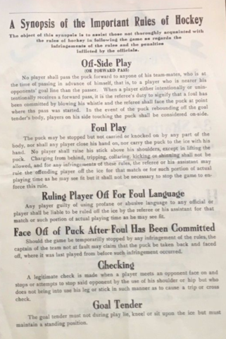 Ice Hockey Rules 1914 Boston Arena Hockey Program