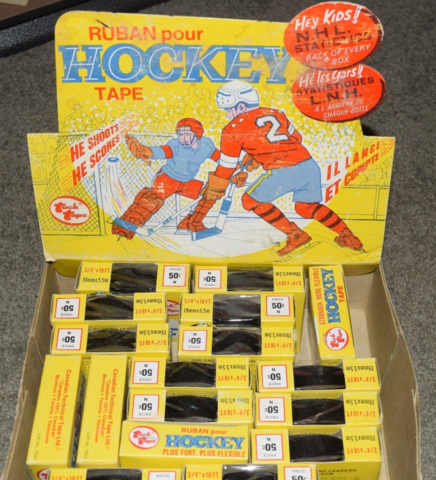Tuck Tape Hockey Display Box 1970s With Vintage Black Hockey Tapes