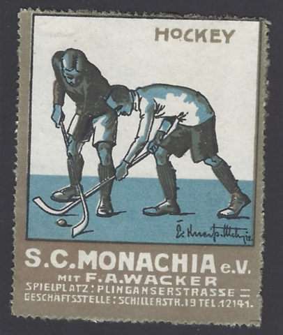 S.C.Monachia - HC Wacker München Hockey Poster Stamp 1910
