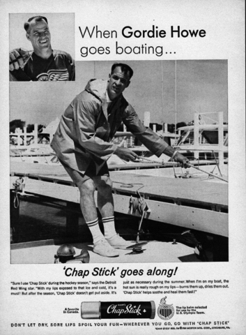 Gordie Howe Hockey Ad for Chap Stick 1964