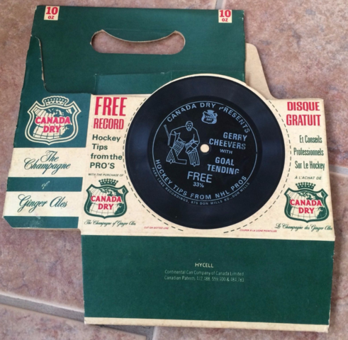 Canada Dry Hockey Record 1970 Gerry Cheevers Goal Tending