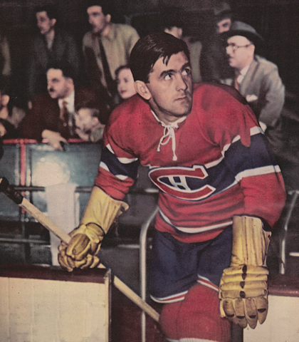 Maurice Richard Stepping Out of the Montreal Canadiens Bench 1944