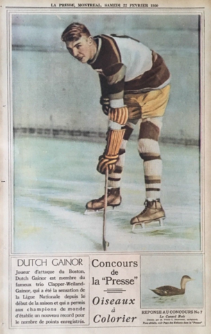 Dutch Gainor 1930 La Presse Hockey Photo