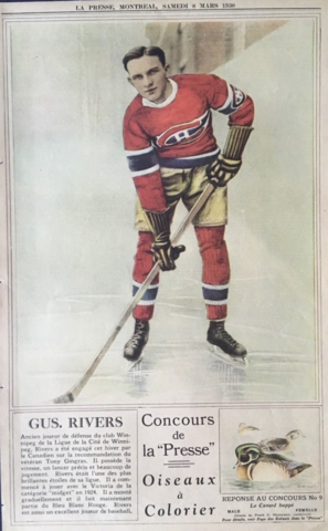 Gus Rivers 1930 La Presse Hockey Photo