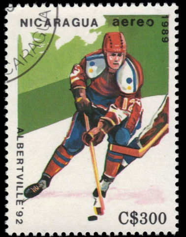 1992 Winter Olympics Ice Hockey Stamp from Nicaragua C1181