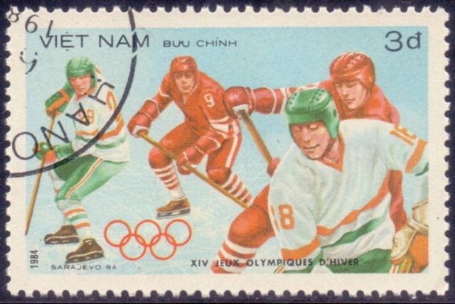 1984 Winter Olympics Ice Hockey Stamp from Vietnam