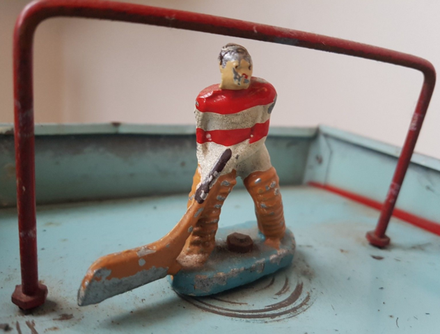Antique Table Top Hockey Player - Red & White