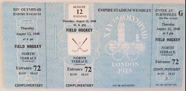 1948 Summer Olympics Field Hockey Ticket at Empire Stadium Wembley