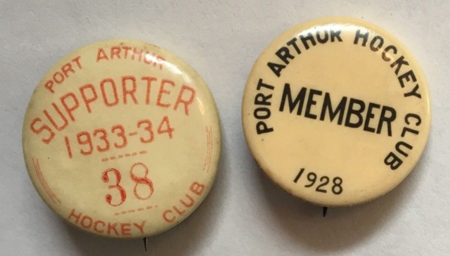 Port Arthur Bearcats / Port Arthur Hockey Club Pin Back Buttons 1928 and 1933