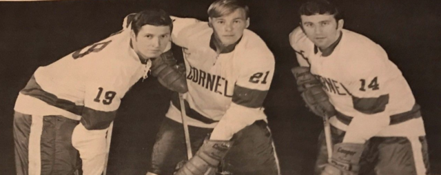 Dick Bertrand, John Hughes & Daniel Lodboa of Cornell Big Red Hockey Team 1969