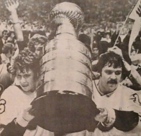 Bobby Clarke & Bernie Parent Hoist The Stanley Cup 1974 Philadelphia Flyers