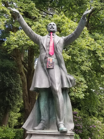 In Honour of Red Fisher - Lord Stanley Statue in Stanley Park with a Red Tie