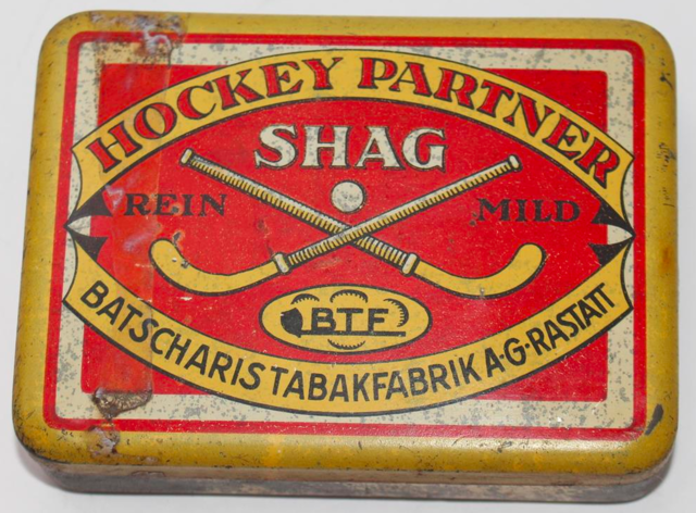 SHAG Hockey Tobacco Tin  Batscharis Tabakfabrik A.G. Rastatt circa 1920