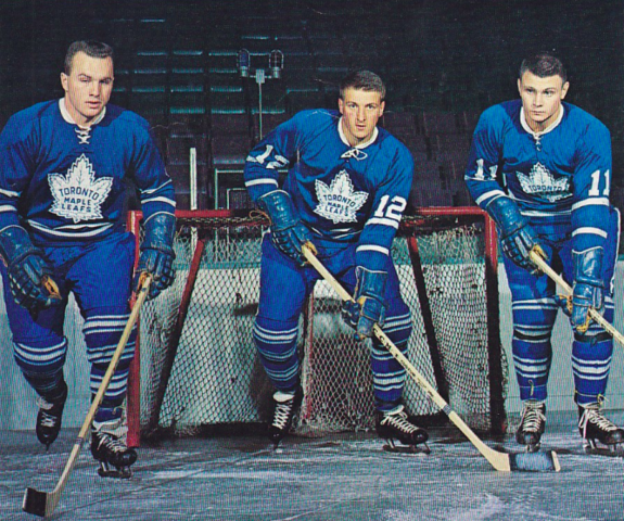 Ron Ellis, Pete Stemkowski, Brit Selby of the Toronto Maple Leafs 1965