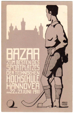 Adolf Falke Art Card 1911 Field Hockey at Hannover, Germany