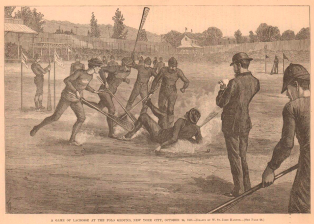 Antique Lacrosse 1881 - A Game of Lacrosse at the Polo Grounds, New York City