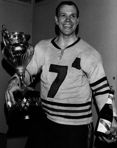 Gordie Haworth with the Allan Cup 1967 Drummondville Eagles
