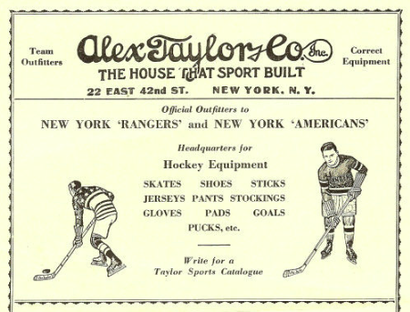 Alex Taylor & Co. 1929 Hockey Ad