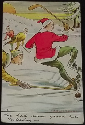 Antique Hockey Christmas Card - Grand Hits