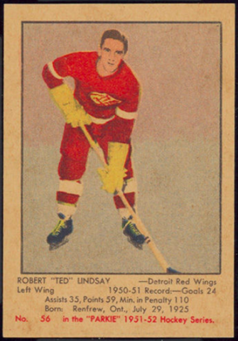 Robert "Ted" Lindsay Hockey Card 1951 No. 56 Parkie