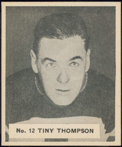 Tiny Thompson Hockey Card 1937 V356 World Wide Gum No. 12