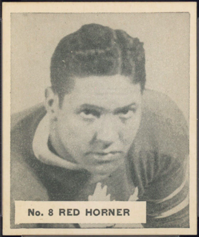 Red Horner Hockey Card 1937 V356 World Wide Gum No. 8
