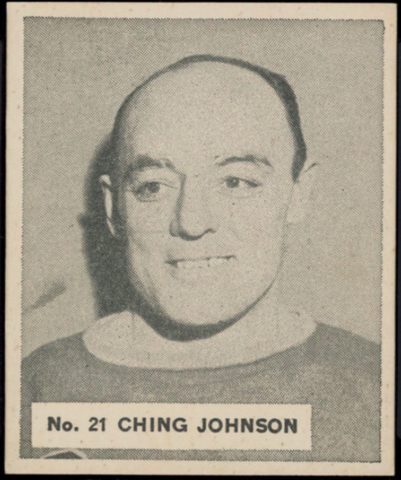 Ching Johnson Hockey Card 1937 V356 World Wide Gum No. 21