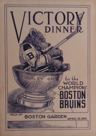 Boston Bruins 1939 Stanley Cup Victory Dinner Program Cover