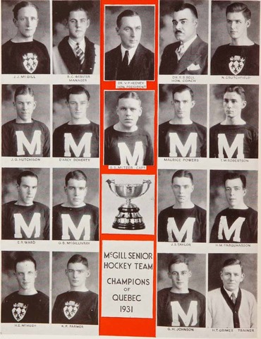 McGill Redmen 1931 Queen's Cup Champions as Canadian Intercollegiate Champions
