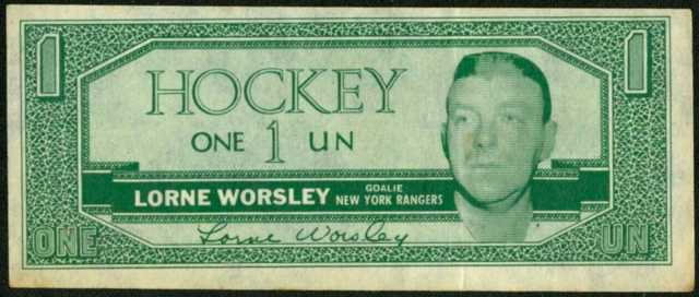 Lorne Worsley Hockey Money 1962 Topps Hockey Bucks