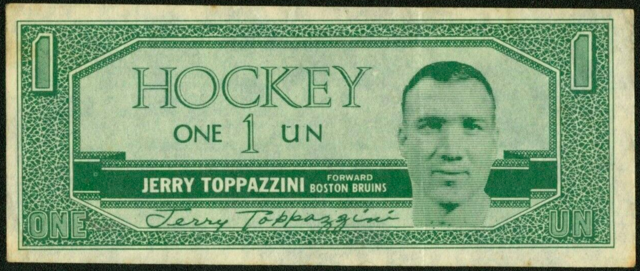 Jerry Toppazzini Hockey Money 1962  Topps Hockey Bucks