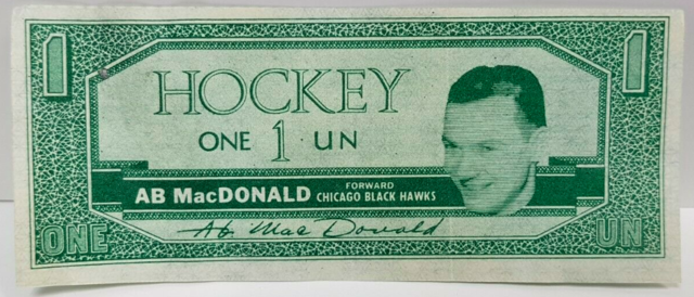 Ab MacDonald Hockey Money 1962 Topps Hockey Bucks