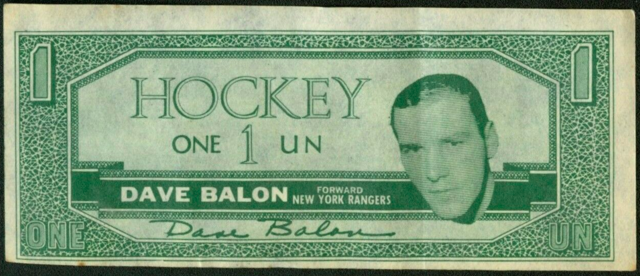 Dave Balon Hockey Money 1962 Topps Hockey Bucks
